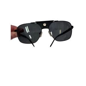 Nautica Black Metal Aviator Explorer Sunglass Polarized Leather Arms GS